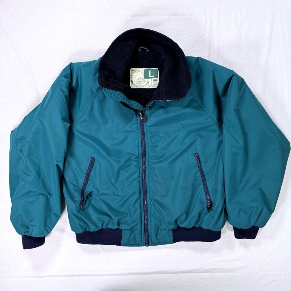 Vintage WearGuard Teal Bomber Jacket Men L Fleece Lined Full Zip